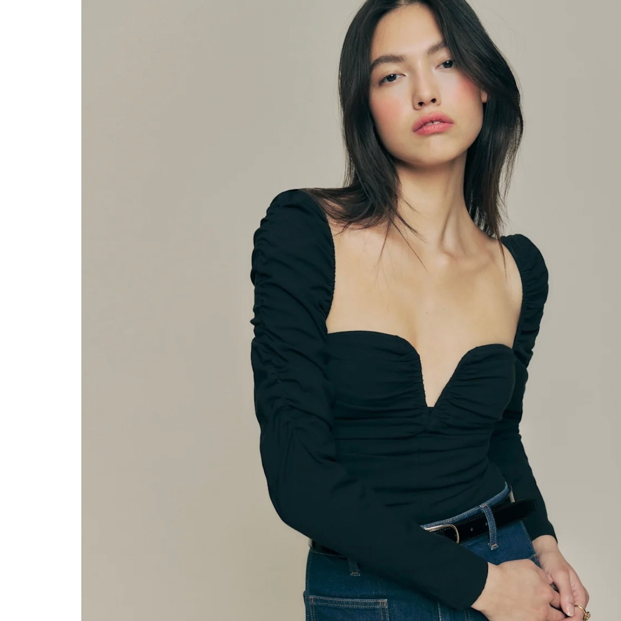 Reformation Ivy Long Sleeve Top Black